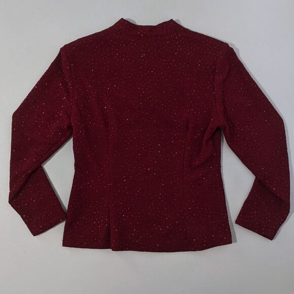 Vtg Blazer Jacket Sheri Martin 8 Womens Petites Red Glitter Sparkle M Medium 90s - Picture 2 of 8